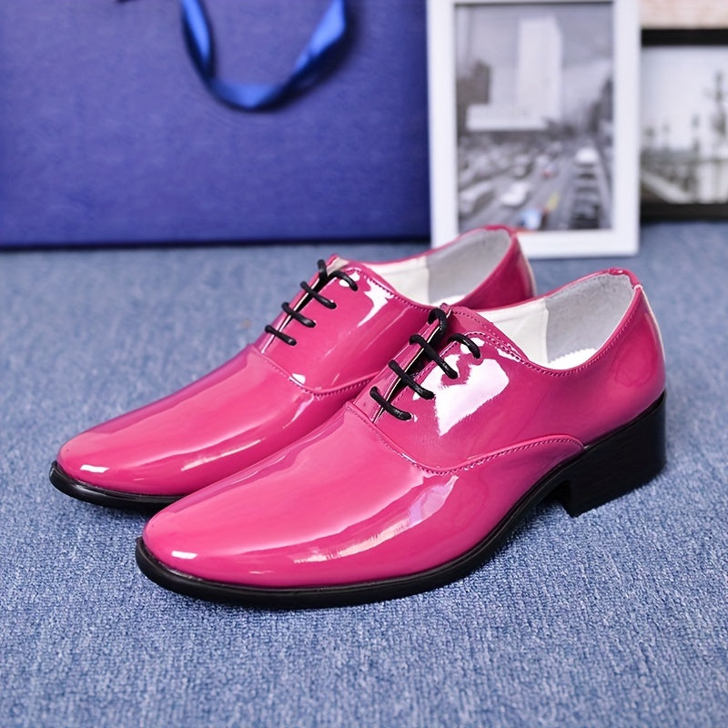 Men's Bright Oxford Lace-up Dress Shoes For Dance Prom