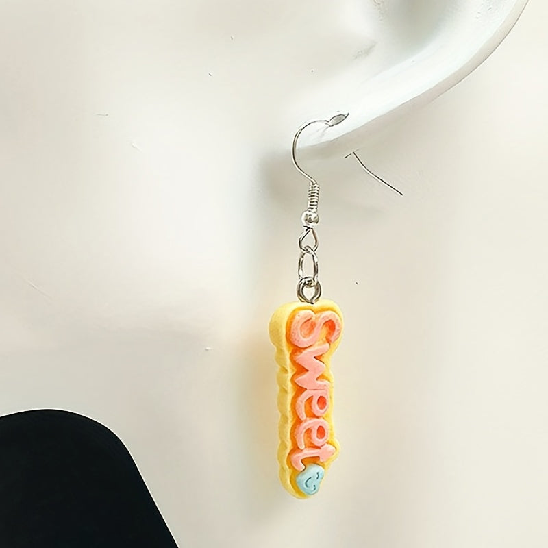 Letter HAPPY SWEET Resin Earrings Cartoon Drop Dangling Stud Earrings