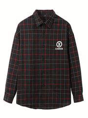 Plaid Print Men's Casual Button Up Long Sleeve Shirt