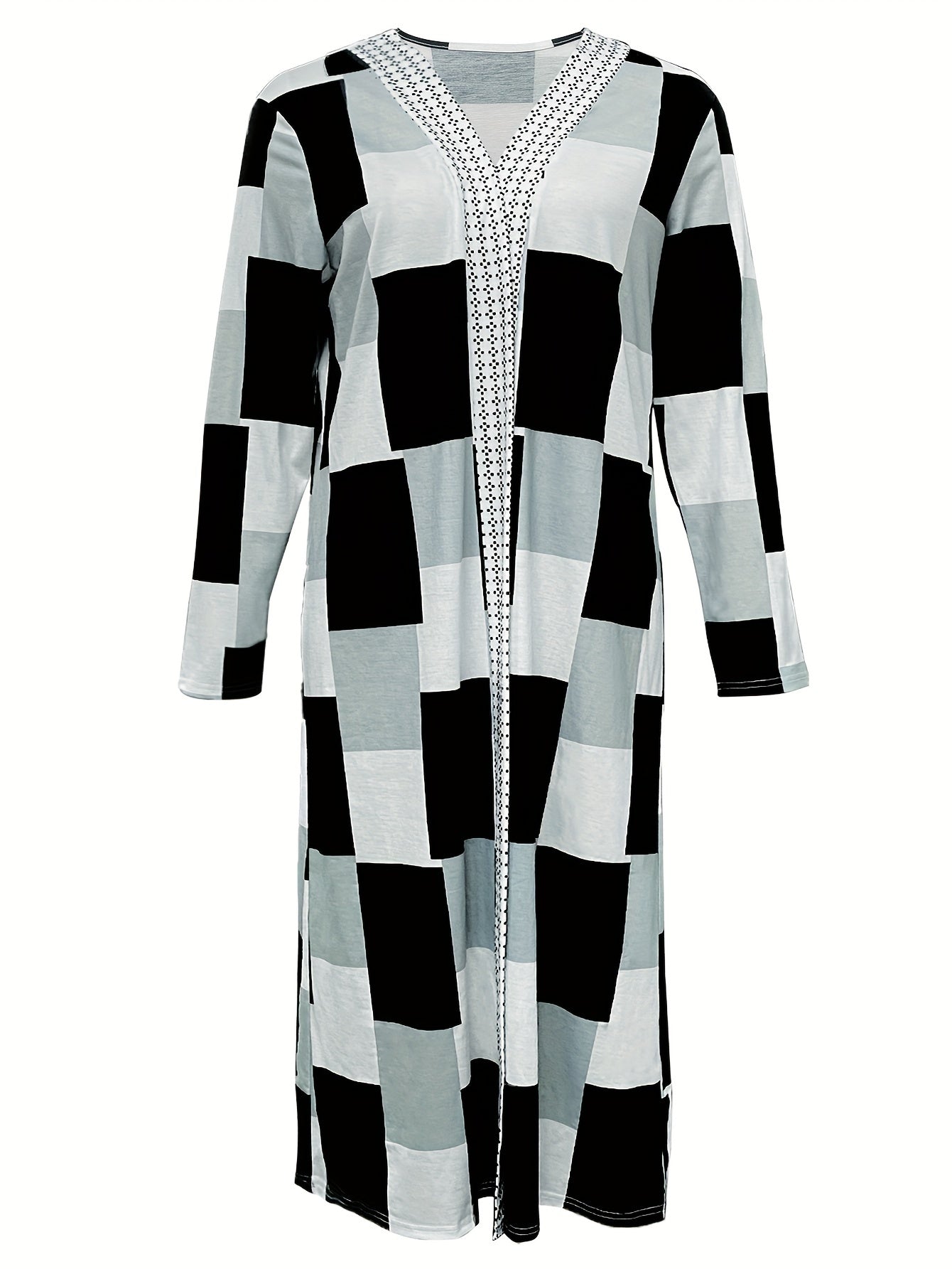 Colorblock Geometric Cardigan