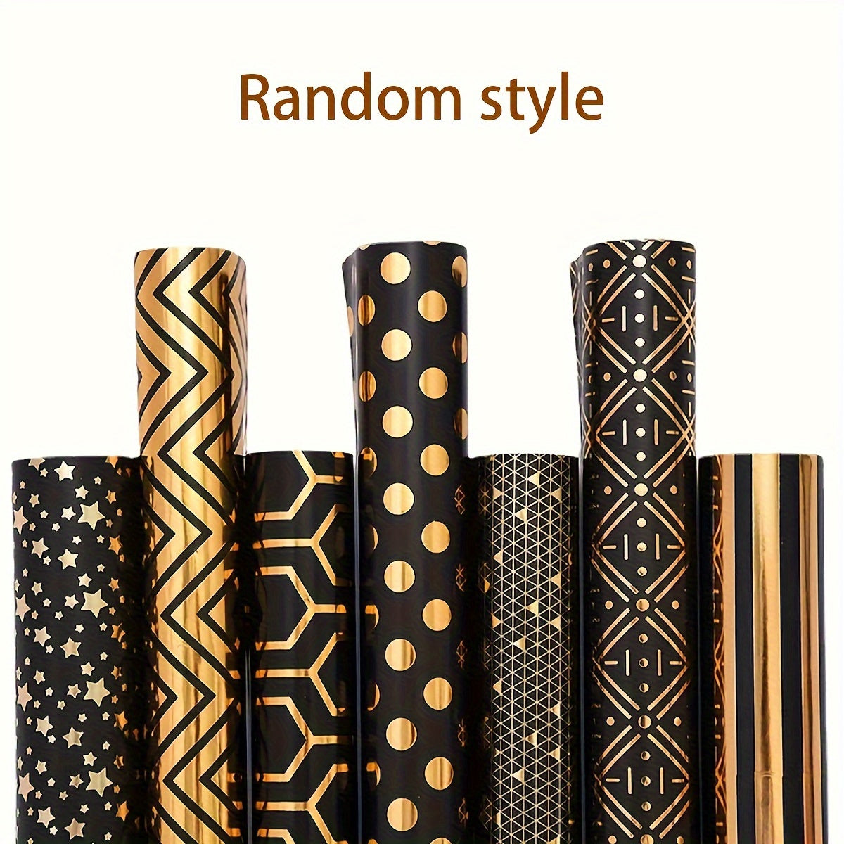 2pcs Golden Gift Wrapping Paper Geometric Pattern Hot Stamping Bright Surface