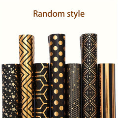 2pcs Golden Gift Wrapping Paper Geometric Pattern Hot Stamping Bright Surface