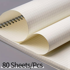 80 Sheets Coil Notebook PP Cover Horizontal Line Grid Hardcover Waterproof A5 B5