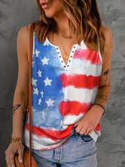 Summer Patriotic American Flag Print Tank Top V Neck Women's Vest