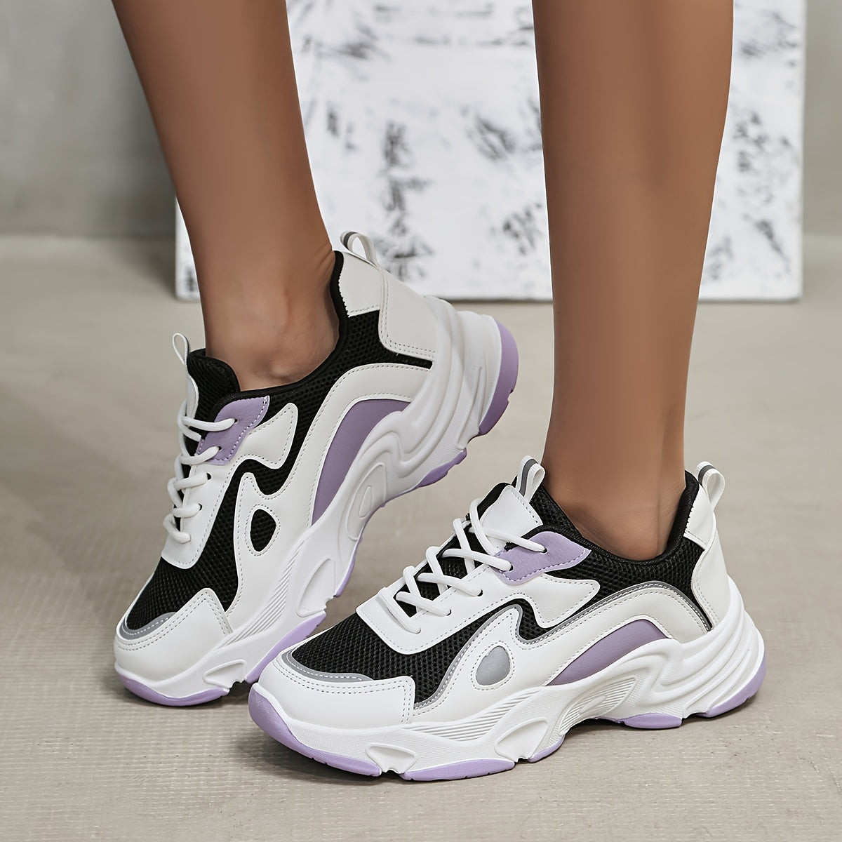 Women's Block Thick Bottom Sneakers Comfortable Sports Shoes