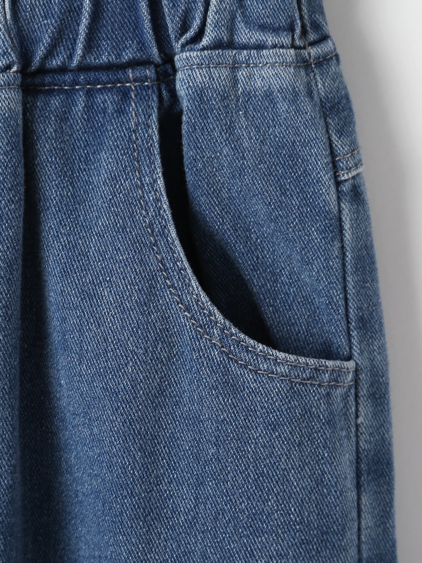 Boy's Striped Denim Pants with Graphic Print