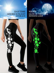 Fluorescent Skeleton Hand Print Yoga Workout Pants Leggings