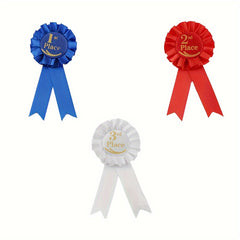 3pcs Red Rosette Ribbon Prize 1st 2nd 3rd Awards For Competitions