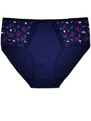 6pcs Heart Print Briefs Comfy Stretchy Panties Lingerie Underwear