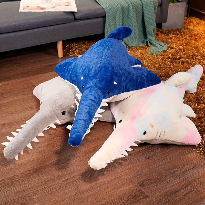 Large Shark Plush Toy Soft Stuffed Animal Realistic Teeth Scales