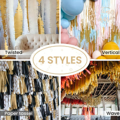 1pc Golden Twist Paper Streamer for Party and Wedding Decoration