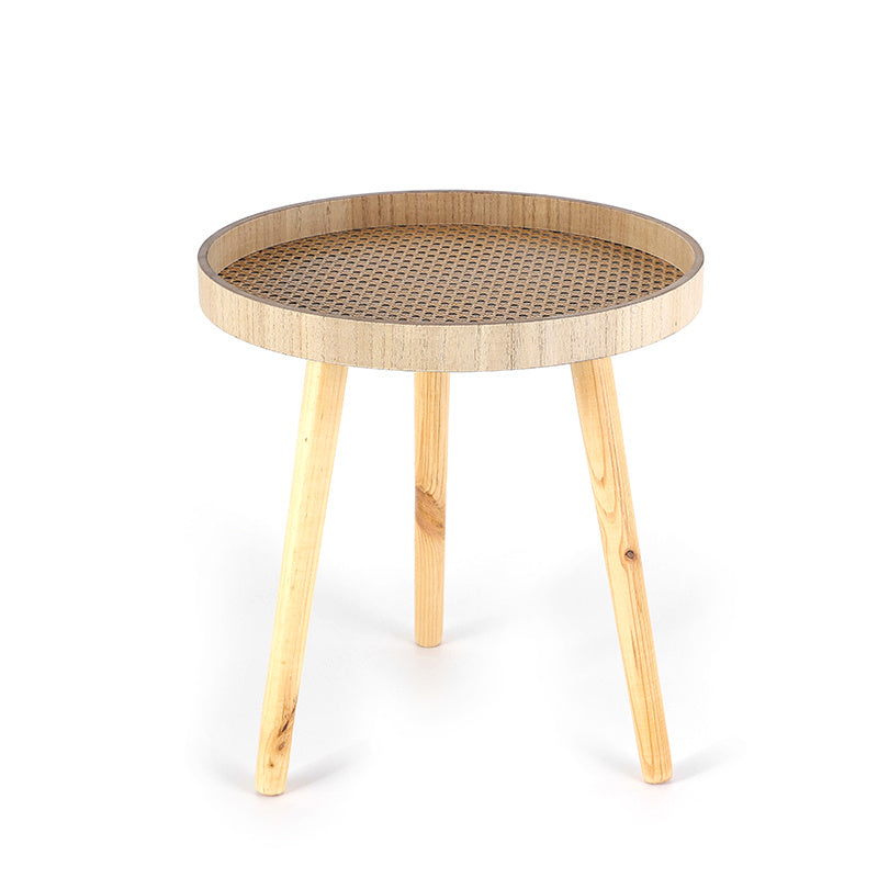 Rattan Nightstand with Solid Wood Legs - Space Saving and Lightweight