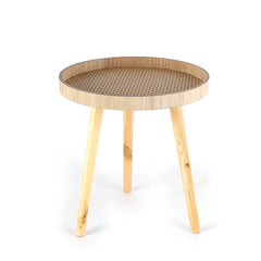 Rattan Nightstand with Solid Wood Legs - Space Saving and Lightweight