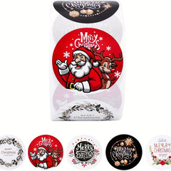 500 Christmas Santa Claus Stickers Roll