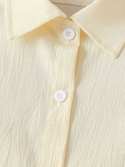 Boy's Solid Shirt & Cargo Pants Set for Spring Summer