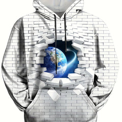 Earth 3D Print Hoodies Men Graphic Hoodie Loose Pullover Autumn Winter
