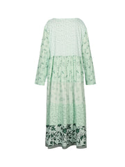 Colorblock Floral Print Maxi Dress Long Sleeve
