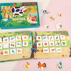 Montessori Busy Book Set: Dinosaur & Farm Learning Toys