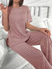 Short Sleeve Crew Neck Lounge Set Top & Pants