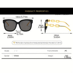 Square Sunglasses Chain Temple UV400