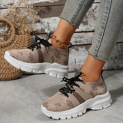 Women's Geometric Pattern Knit Athletic Running Shoes
