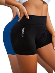 Letter Pattern Yoga Shorts High Stretch Sports Activewear