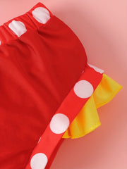 Baby Girls Polka Dot Halter Top & Shorts Swimsuit Headwear Set