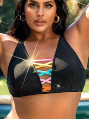 Colorblock Criss Cross Fitness Bra