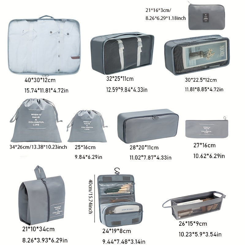 11 Pcs Travel Luggage Bag Sets Organizers Dustproof Storage Bags