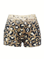 Leopard MAMA Print Skinny Shorts Casual Shorts