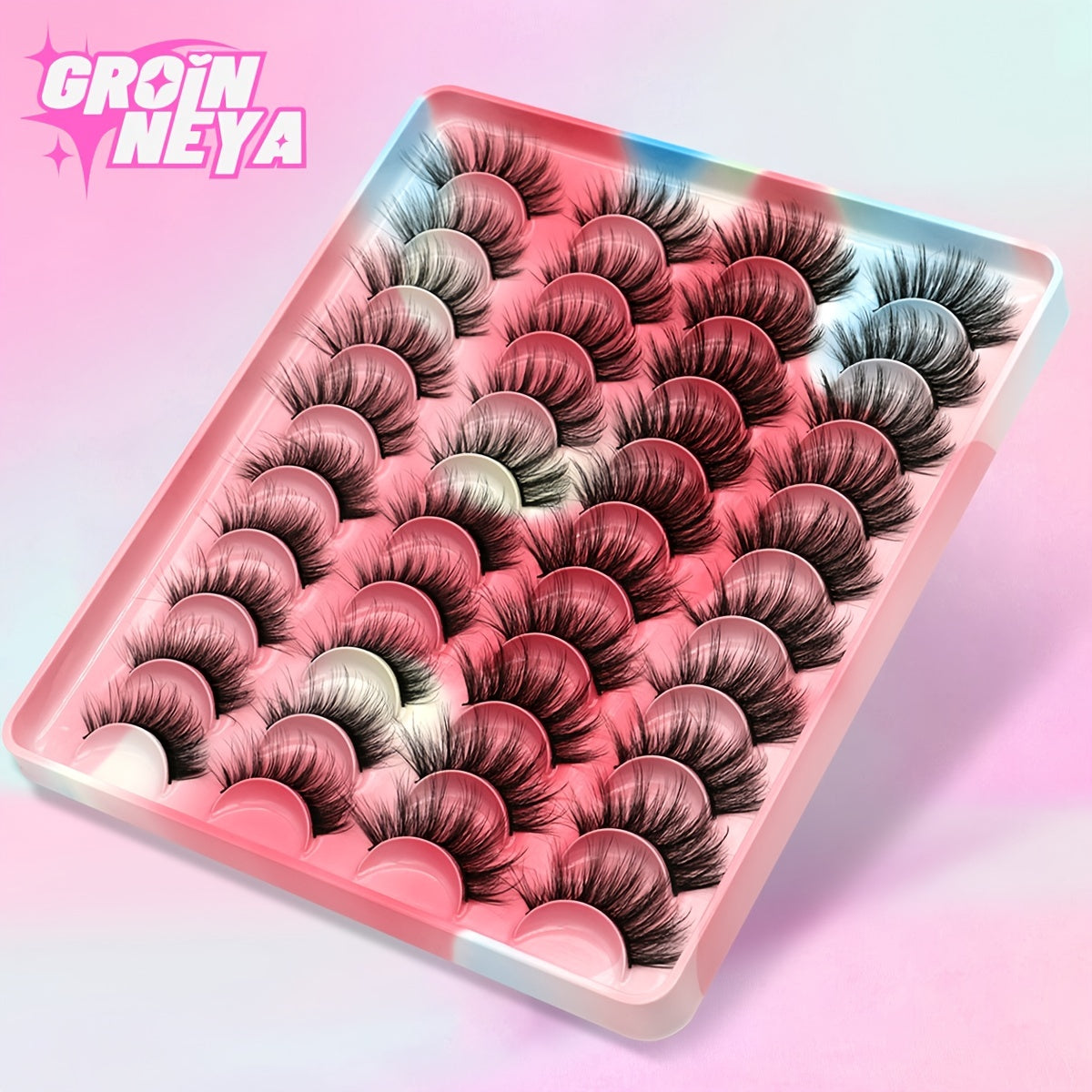 GROINNEYA 3D Mink Lashes Soft Fluffy Wispy Cross Eyelash Extensions