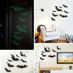 20pcs Luminous 3D Bat Stickers Waterproof Spooky Bats Room Decor