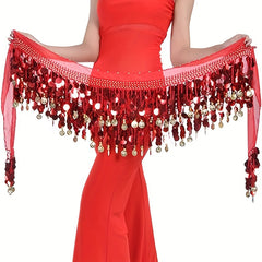 Sparkling Coins Belly Dance Hip Scarf Wrap Costume for Women