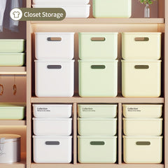 5pcs Stackable Plastic Storage Bins w/Lid - Room & Bathroom Decor