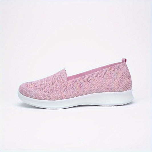 Solid Mesh Breathable Walking Shoes Lightweight Slip On Sport Flat Shoes Women's