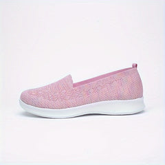 Solid Mesh Breathable Walking Shoes Lightweight Slip On Sport Flat Shoes Women's