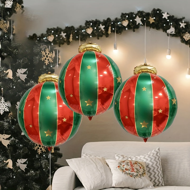 3pcs 27in Christmas Hanging Ball Aluminum Film Balloon Outdoor Decoration