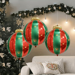 3pcs 27in Christmas Hanging Ball Aluminum Film Balloon Outdoor Decoration