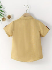2pcs Boys Solid Short Sleeve Lapel Shirt Summer Casual Top