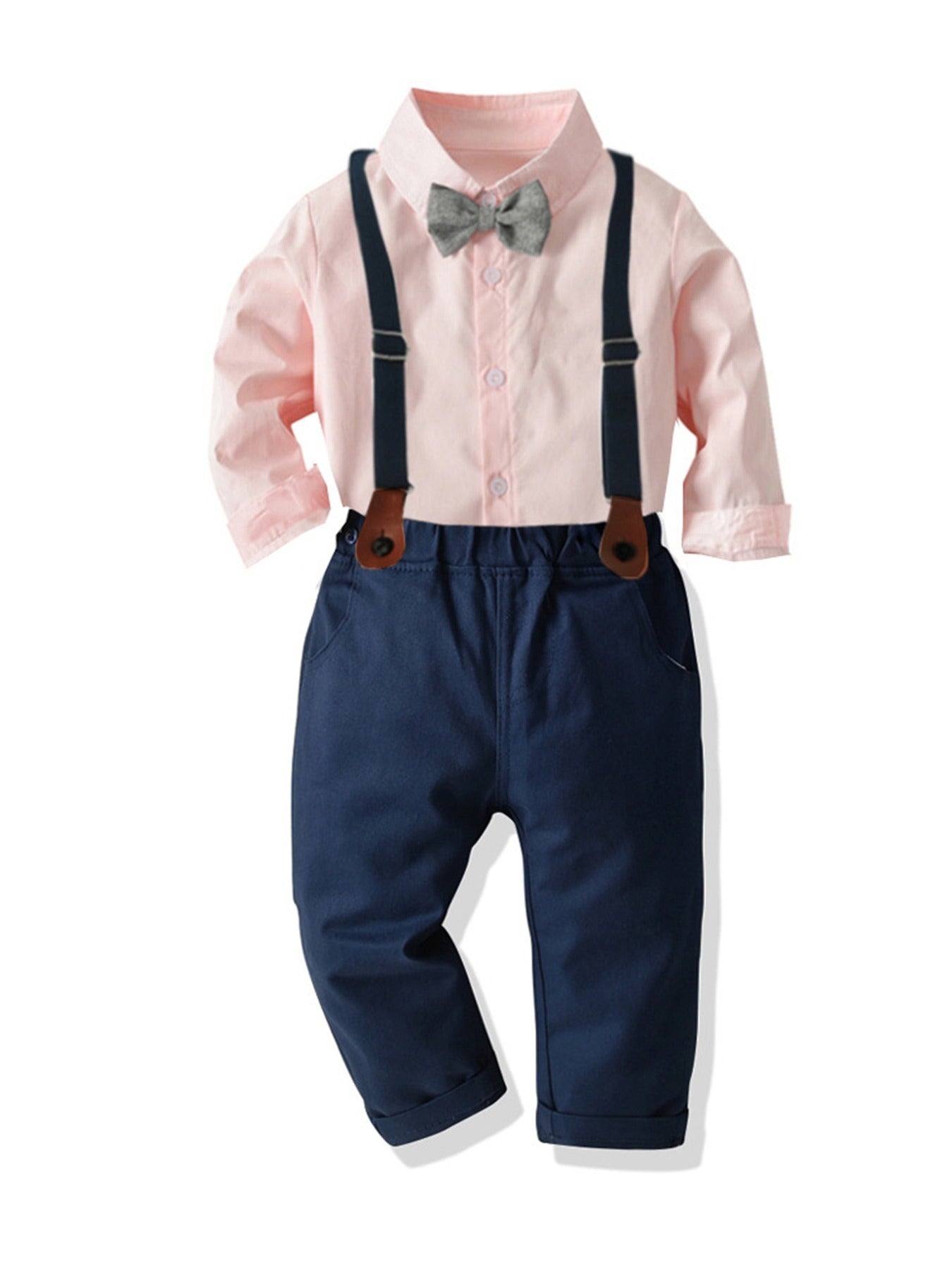 Baby Boys Gentleman Outfit Formal Suit Long Sleeve Shirt Pants Set