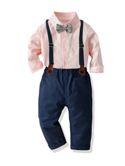 Baby Boys Gentleman Outfit Formal Suit Long Sleeve Shirt Pants Set
