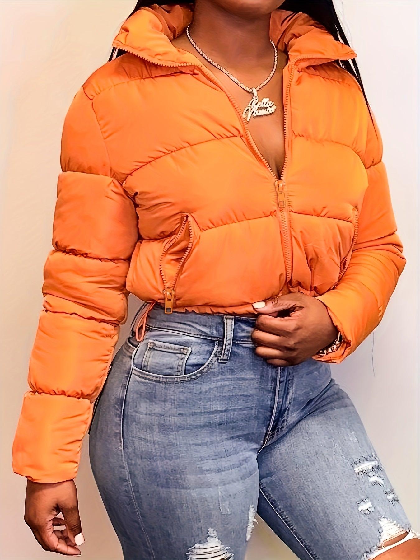 Women's Zipper Warm Puffer Jacket for Winter Hiking Ski