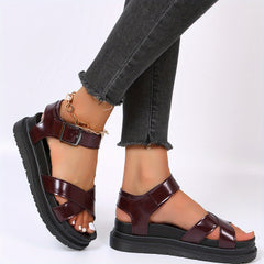 Women's Platform Cross Strap Sandals Ankle Buckle Strap Non Slip Shoes