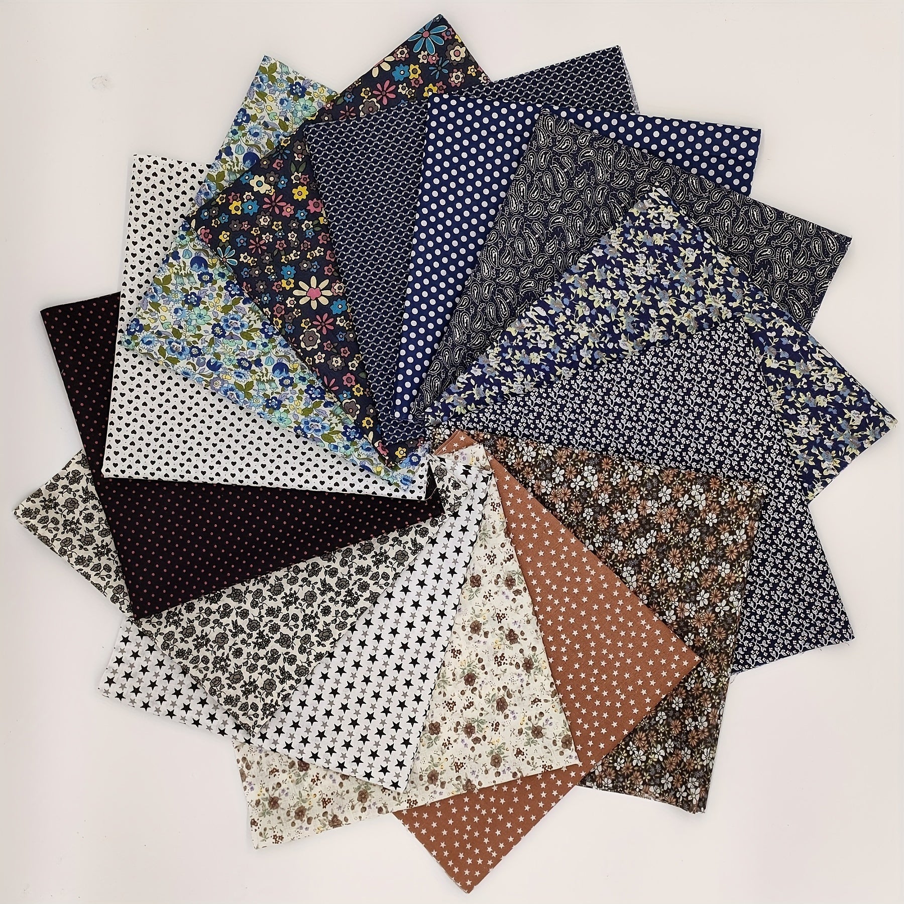 14pc Cotton Fabrics Precut Quilting Squares DIY Patchwork Quarter Sheets