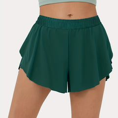 Sports Shorts Women's Plus Solid Elastic Waist Medium Stretch