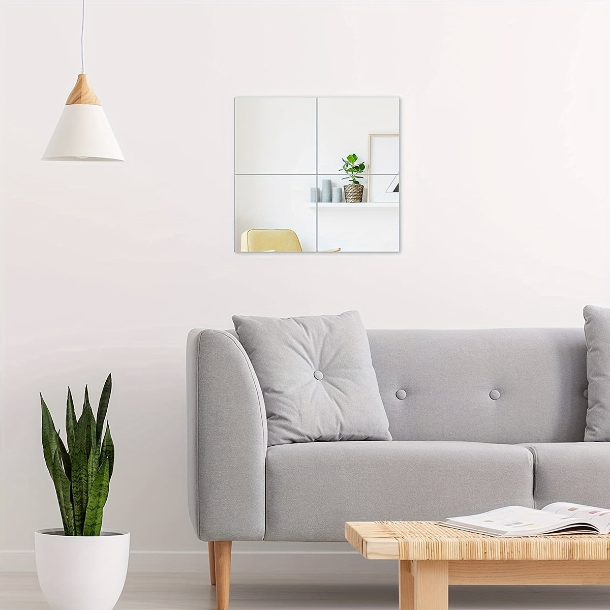 4pcs Square Acrylic 3D Mirror Wall Stickers - Self Adhesive Bathroom Home Decor