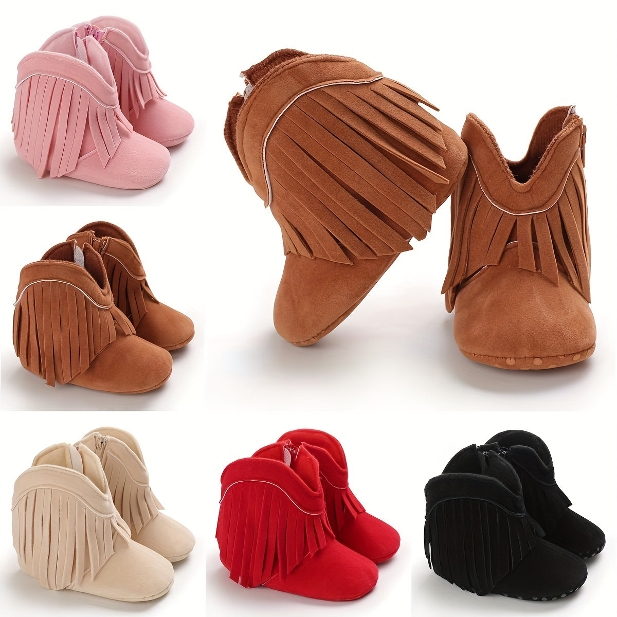 Baby Girls Tassel High Top Boots Soft Anti-skid Walking Boots