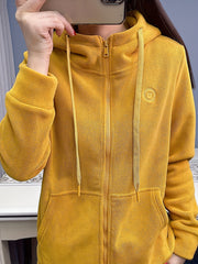 Plush Lined Hooded Jacket with Kangaroo Pocket
