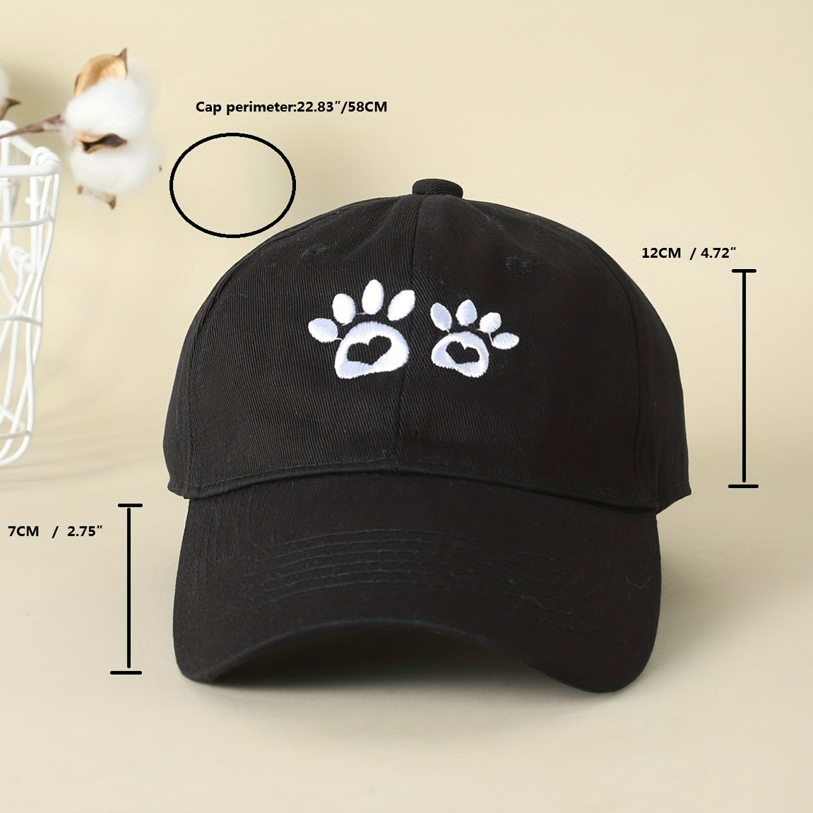 Paw Embroidery Baseball Cap Cartoon Animal Lightweight Dad Hats