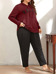 Women's Letter Print Hoodie & Pants Loungewear Set